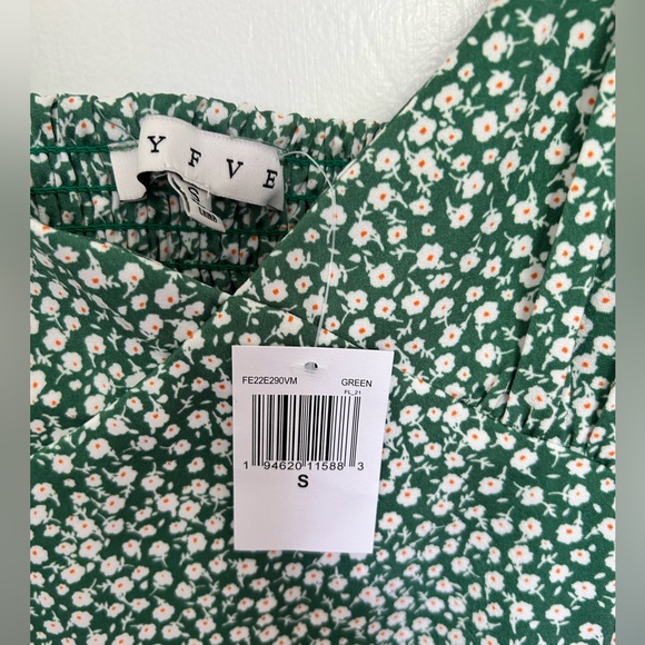 HYFVE Green Midi Floral Dress Side Slit V-Neck Open Cutout Back NWT - Picture 7 of 9